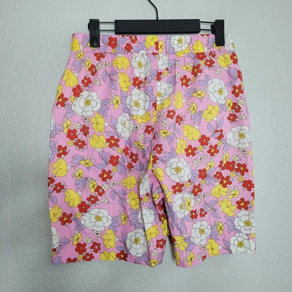 Vero Moda Women's High Waisted Shorts Size XS Pink Floral 100% Cotton Pockets - Picture 1 of 10
